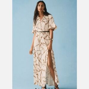 Maeve Cream and Brown Maxi Dress